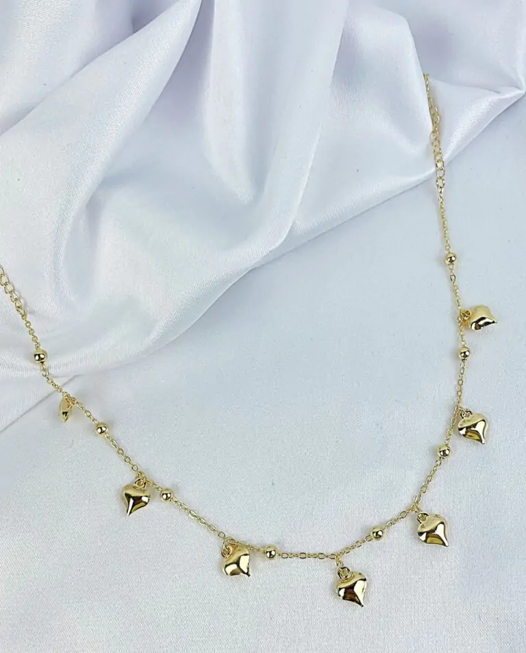 Choker Corações Semijoia Ouro 18K