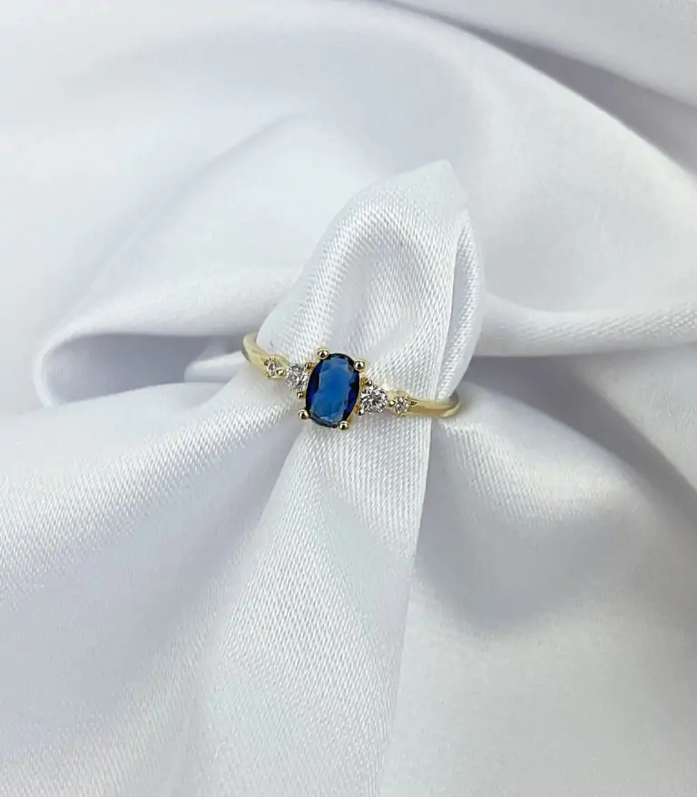 Anel Feminino Pedra Azul Semijoia Ouro 18K – Consultar tamanhos