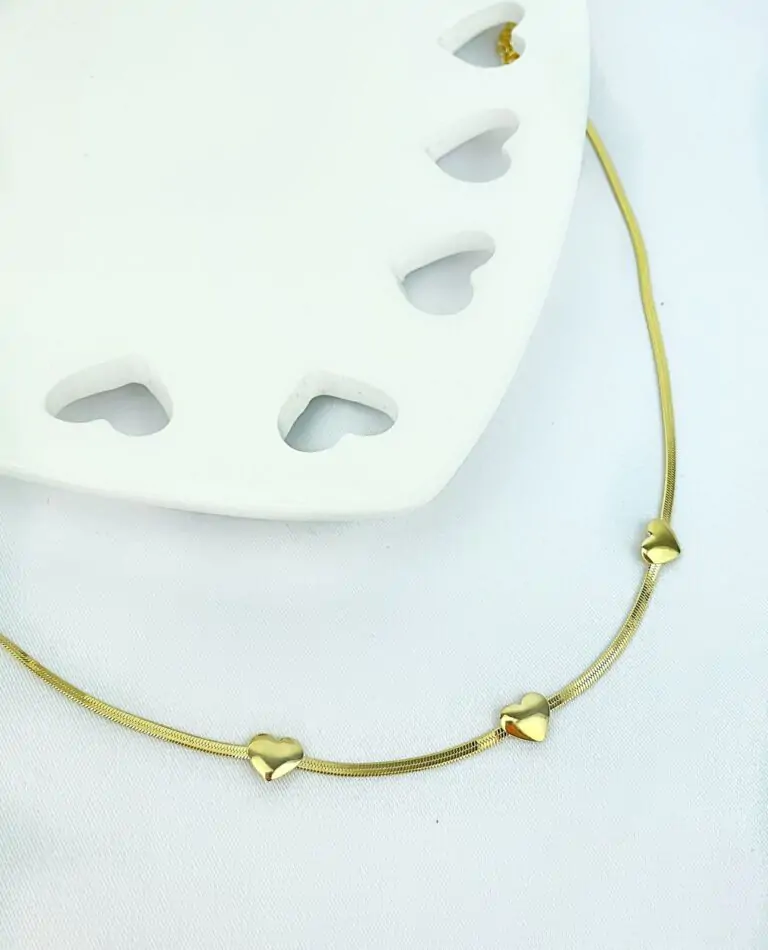 Choker Corações Semijoia Ouro 18K