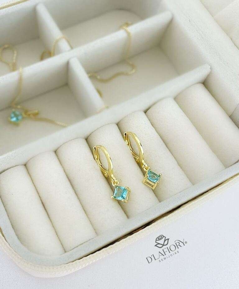 Brinco Zircônia Água – Semijoia Ouro 18K