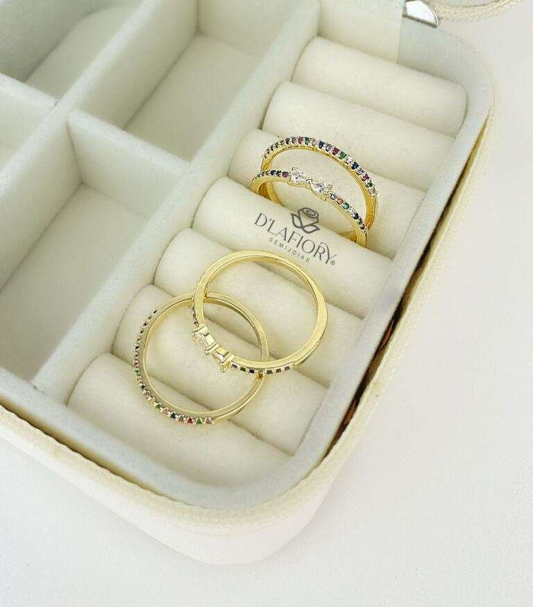 Anel Mini Zircônias Color – Semijoia Ouro 18K