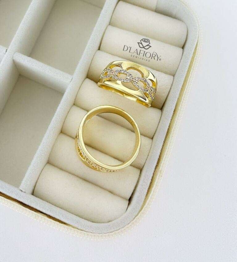 Anel Elos Zircônia – Semijoia Ouro 18K