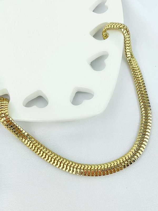 Choker Snake Chain Semijoia Ouro 18K