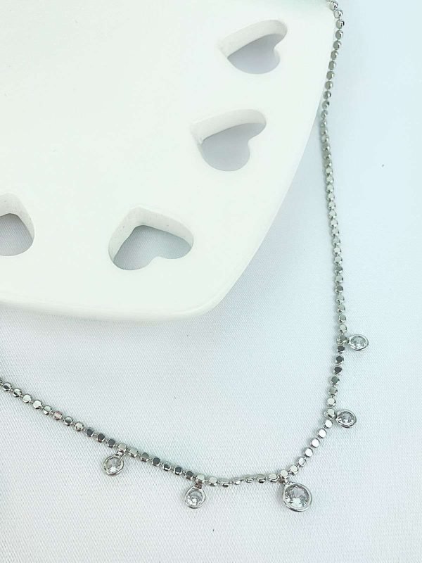 Choker Pontos de Luz Ródio Branco